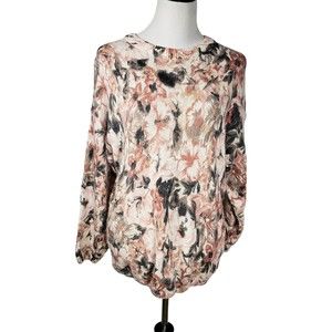 Jamie Scott Women's Large Silk Nylon Angora Rabbit Hair Pullover Floral Sweater
